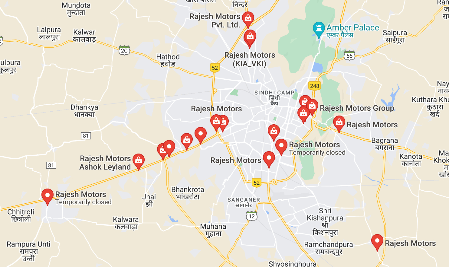 Rajesh KIA map for PLOT NO. 12, 13 E, Ajmer Road, opposite Asopa Hospital, Nirman Nagar, DCM, Jaipur, Rajasthan 302021